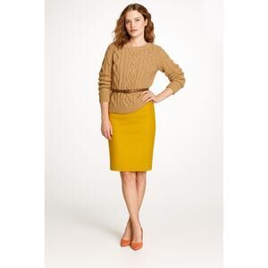 J. Crew Double Serge Pure Wool No. 2 Pencil Skirt Mustard Yellow 47314 Size 00